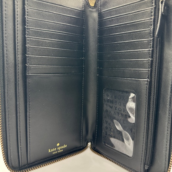 Kate Spade Black Textured Double Zipper Wristlet Wallet Phone Holder - Picture 4 of 8